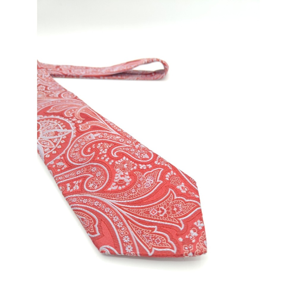 John W Nordstrom Silk Tie Mens Red Paisley USA Handmade Woven Necktie 58x3.25